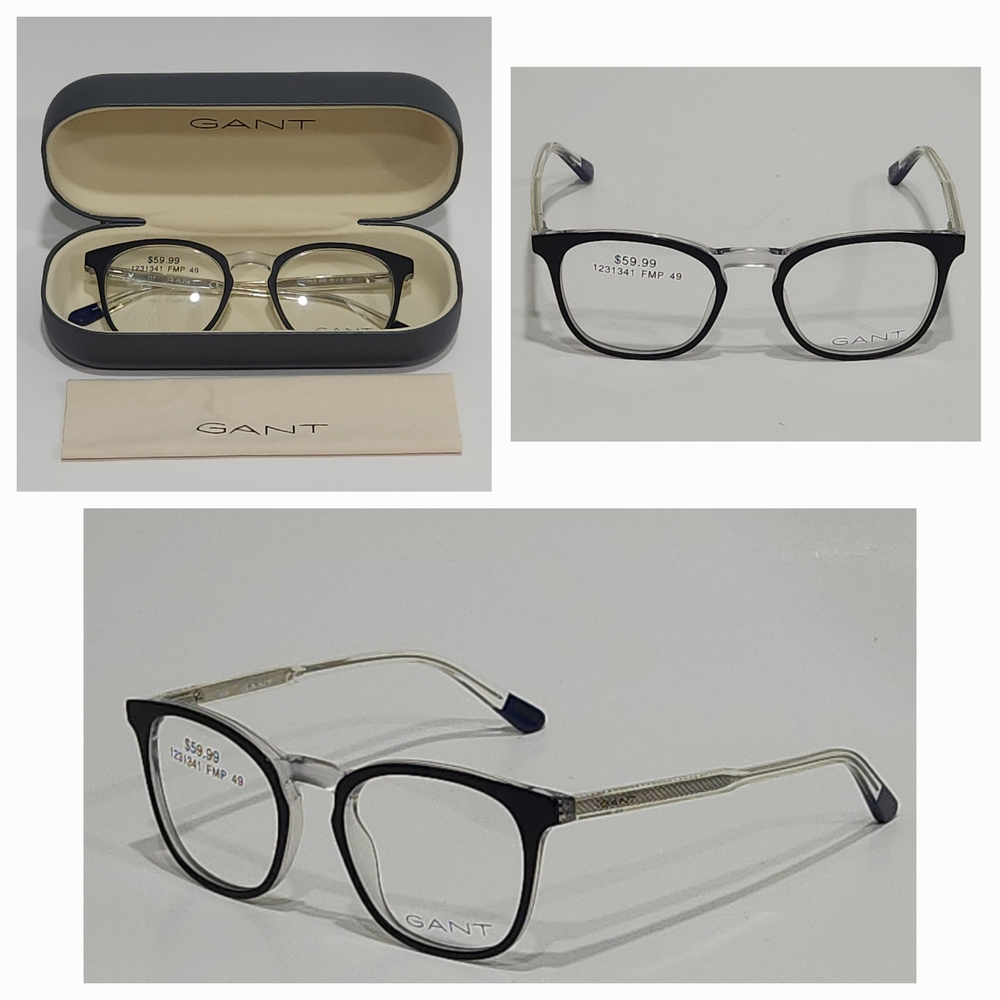 GANT Black and Silver,Rectangular Eyeglasses